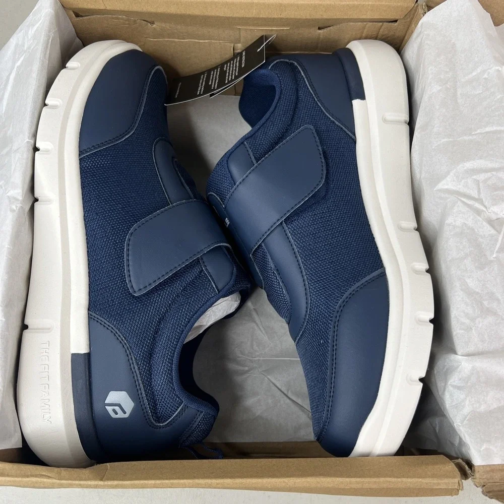 NEW Mens FitVille Easy Top StrapEase V4 Navy Comfort SIZE 13 EW Extra Wide Shoes